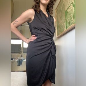 All Saints cowl neck black sleeveless wrap dress